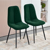 Set of 2 Dining Chair Living Room Velvet Chair with Metal Leg＆Soft Cushion Green