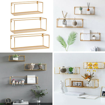 Metal Wire Shelf Unit Floating Shelf Room Kitchen Office Wal Mount Storage Rack