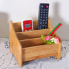 Wooden TV Remote Control Storage Phone Pen Holder Desktop Organizer Stand UK