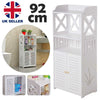White Bathroom 3 Tier 2 Doors WPC Cabinet Shelf Cupboard Bedroom Storage Unit