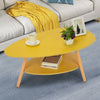 Coffee Table Wooden Legs Side Table Living Room Balcony Home Office Oval Design