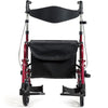 2-In-1 Rollator Walker & Transport Chair Folding Walking Aid w/ Large Seat
