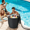 45L Patio Cool Bar Table Outdoor Cooler Ice Box w/ Lid Side Handles & Buckle