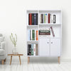 Cabinet Shelves Bookcase Storage Unit Free Standing w/ Two Doors White