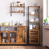 Rustic Tall Cabinet Industrial Shelving Unit Vintage Display Cupboard Bookcase