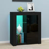 Modern Sideboard Cabinet Cupboard High Gloss 1 2 Doors Storage with LED Light