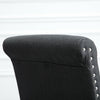 Set of 4 Dark Gray Fabric Dining Chairs Padded Seat with Rivet Kitchen Chairs