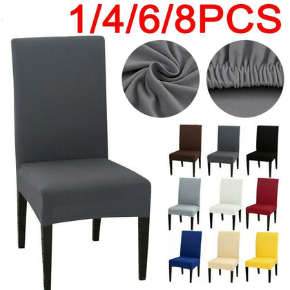 1/4/6PCS Dining Chair Seat Covers Slip Stretch Wedding Banquet Party Removable