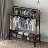 Mobile Double Clothes Hanging Rail w/ Storage Shelf Garment Shoes Display Stand