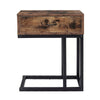 C-Shaped Sofa Side Table Vintage Coffee Snack Table Laptop Stand Drawer Bed End
