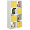 White 8 Cube Shelving Unit Furniture Shelf 4 Yellow Fabric Storage Box