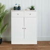 White Bathroom Cabinet Cupboard 2 Drawer + 2 Door Wooden Furniture Storage Unit