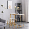 Bar Table Set Kitchen Dining Breakfast 2 High Chairs Stools Set MDF Steel White