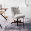 Linen Upholstered Swivel Computer Desk Chair Button Back Office Executive Chair