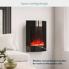Black Wall Mounted Curved Vertical Electric Firelplace Media Wall with LE AGL048