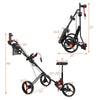 Folding Portable Golf Push Pull Cart Trolley 3 Wheels with Seat Umbrella Holder