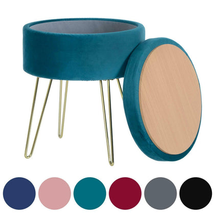 Aria Velvet Storage Footstool Ottoman Footrest Makeup Dressing Table Stool