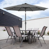 Mondeer 2.7M/3M Garden Parasol Tilt Sun Shade Umbrella 32 LED Light Hand Crank