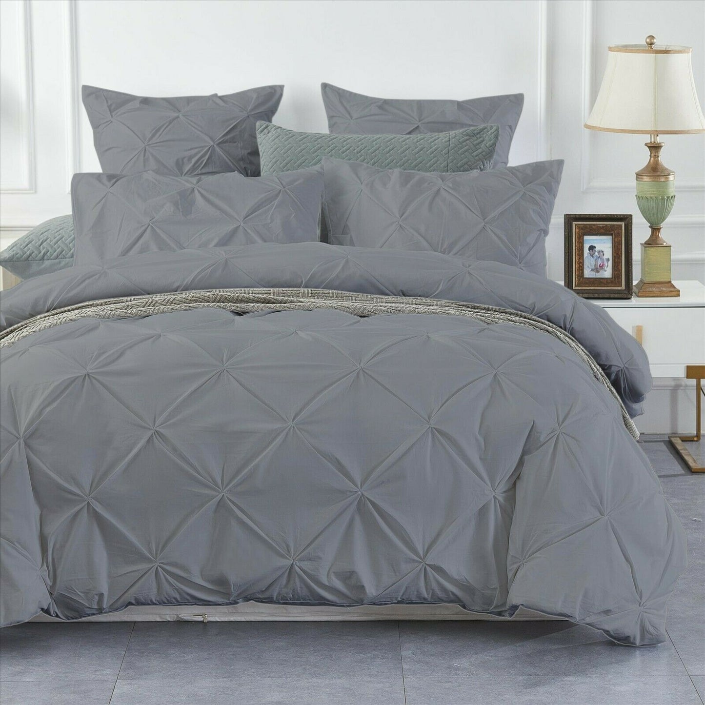 200 TC 100% EGYPTIAN COTTON PINTUCK DUVET COVER BEDDING SET DOUBLE KING SIZE