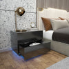 High Gloss Bedside Table Chest of 2 Drawers Nightstand Cabinet LED Light Black