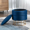 VELVET STORAGE POUFFE FOOTREST ROUND OTTOMAN VANITY DRESSING SEAT STOOL