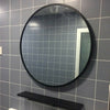 Large Industrial Style Round Wall Mirror Brushed Black Metal Frame 60cm Mirror