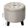 Round Storage Ottoman Stool Buttoned Fabric Padded Footstool Chair Pouffe Seat