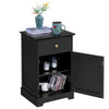 Black Bedside Table with Drawer&Door Bedside Cabinet Nightstand for Living Room