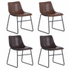 2PCS Faux Leather Dining Chairs Kitchen Dining Room Chair Industrial Metal Frame