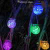 LED Solar Lamp Cracked Glass Ball Hanging Light Outdoor Garden Yard Decor UK