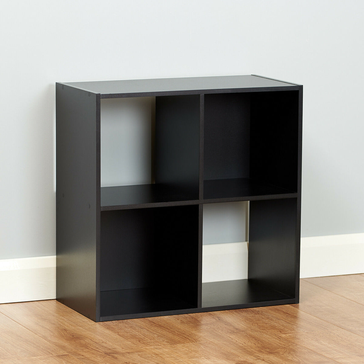 Black 4 Cube Modular Square Storage/Shelving 2 Tier Shelf Display Unit ...
