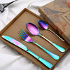 4pcs Stainless Steel Cutlery Sets Rainbow Colourful Iridescent Spoon Forks Set