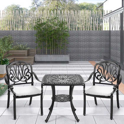 Cast Aluminum 5pcs Bistro Set Furniture Garden Balcony Table&4 Chairs w/Cushions
