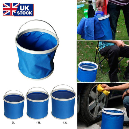 9/11/13 Litre L COLLAPSIBLE FOLDING WATER BUCKET Foldable Camping Car Wash UK