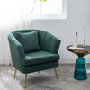 Scallop Back Velvet Armchair Occasional Accent Chair Tub Seat Gold Metal Frame