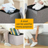 Grey Folding Storage Ottoman Pouffe Makeup Seat Foot Stool Storage Box FootStool