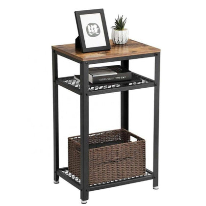 3 Tiers Bedside Table Industrial Nightstand Side End Table Metal Shelf Storage