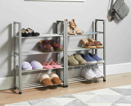 8 Tier Stackable Shoe Rack Cabinet Shelf Organiser Can Be Divided Into 4+4 Grey