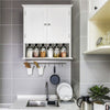 Bathroom Wall-Mounted Cabinet Living Room 4 Tiers Wooden Organizer w/Shelf White