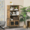 Vintage Industrial Bookcase Cabinet Tall Display Storage Shelving Unit Furniture
