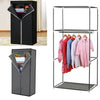 Single Fabric Canvas Wardrobe with Hanging Rail Shelving Clothe Storages Closets