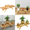 2Pack Bamboo Plant Pot Stand Holder Flower Display Shelf Garden Patio In/Outdoor