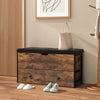 Storage Ottoman Bench Flip Top Storage Chest with 2 Drawers Wooden Storage Bench