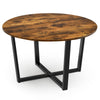 Round Coffee Table Faux Marble/Rustic Wooden Cocktail Table Snack Tea Table