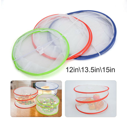 Pop-Up Food Cover 3Pcs Set Picnic Protectors Collapsible Insect Net Storage Mesh