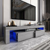 2M Large Grey TV Unit Stand LED Cabinet High Gloss 2 Long Storage Drawers Shelf