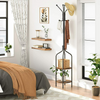 Wooden Coat Stand Hat Umbrella Floor Standing Rack Clothes Hanger Hooks