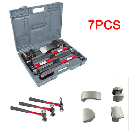 7PC High Quality Car Body Panel Tool Beating Hammer Set Repair Fibre Handle