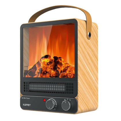 Electric Fireplace Heater Black Stove w/ LED Flame Effect Freestanding 1500W