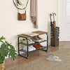 Industrial Shoe Bench Hallway Seat Storage Rack Shelf Organizer Rustic Metal